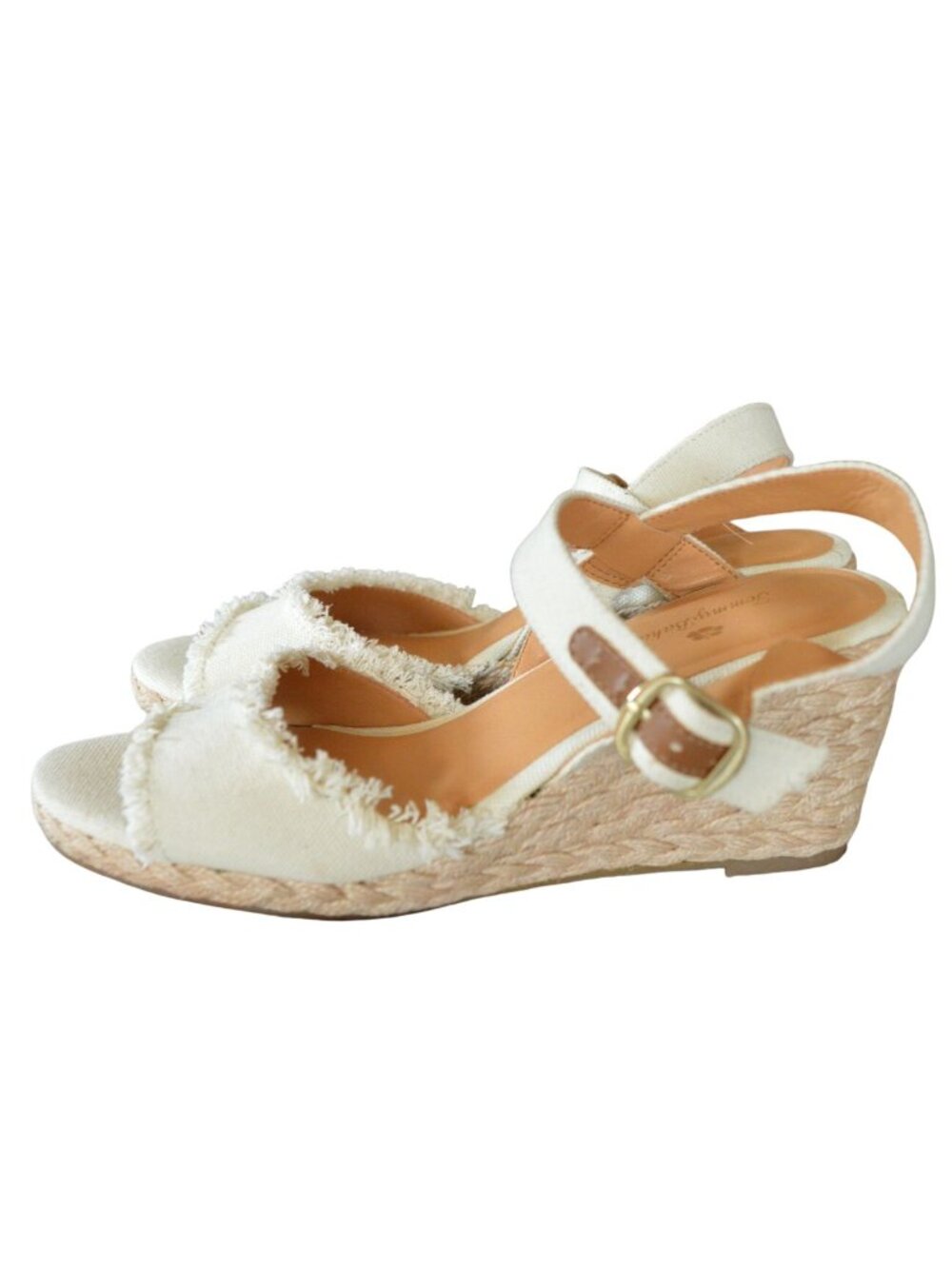 Tommy Bahama Savina Womens Espadrille Wedge Sandals Size 9 Frayed White Canvas